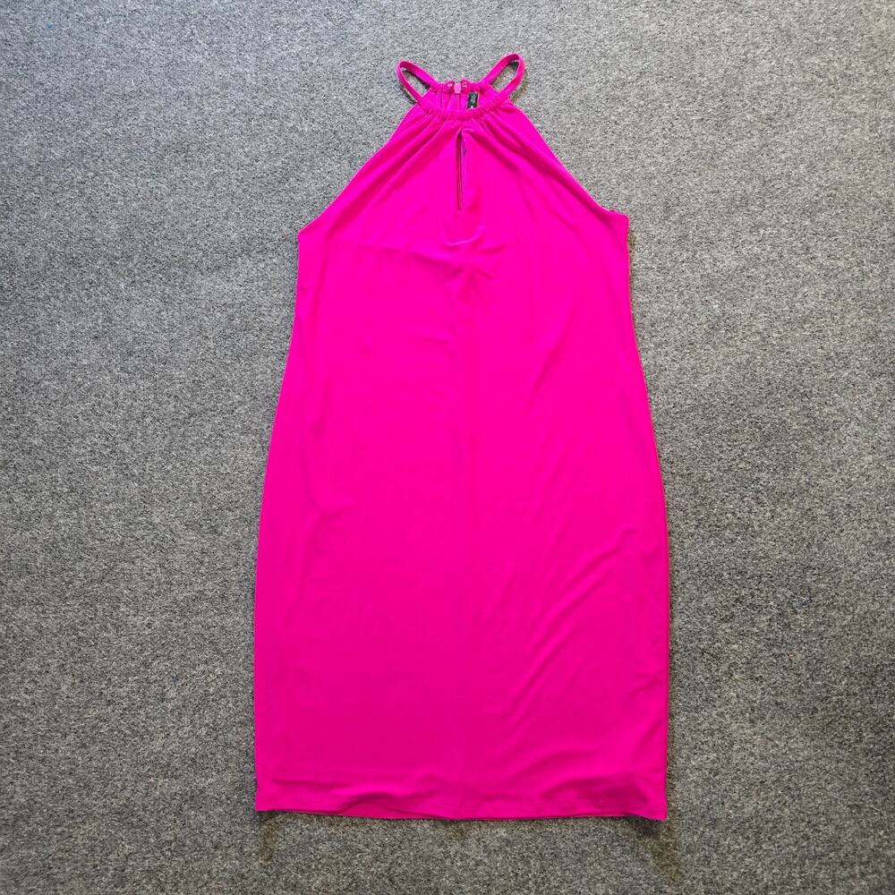 Lauren Ralph Lauren Dress Women Size Medium Petite Pink Sleeveless Halter Casual